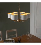 Endon Highclere Wisząca 6xE14 Powłoka z Antycznego Mosiądzu i Biała Tkanina w Stylu Vintage 98936