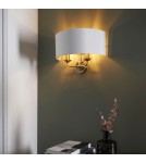 Endon Highclere Ścienna/Kinkiet 2xE14 Powłoka z Antycznego Mosiądzu i Biała Tkanina w Stylu Vintage 98937