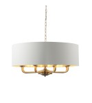 Endon Highclere Wisząca 8xE14 Powłoka z Antycznego Mosiądzu i Biała Tkanina w Stylu Vintage 98938