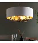 Endon Highclere Wisząca 8xE14 Powłoka z Antycznego Mosiądzu i Biała Tkanina w Stylu Vintage 98938