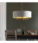 Endon Highclere Wisząca 8xE14 Powłoka z Antycznego Mosiądzu i Biała Tkanina w Stylu Vintage 98938