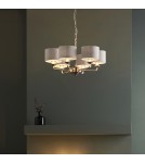 Endon Highclere Wisząca 6xE14 Powłoka ze Szczotkowanego Chromu i Naturalne Płótno 99151