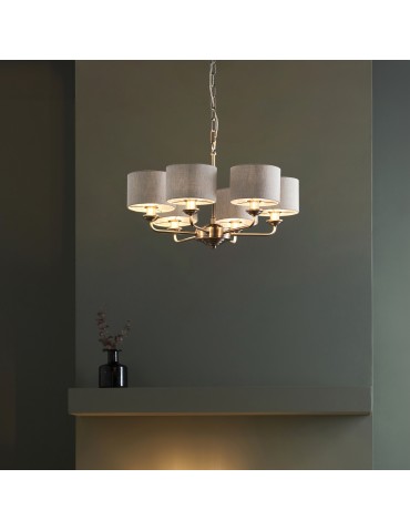 Endon Highclere Wisząca 6xE14 Powłoka ze Szczotkowanego Chromu i Naturalne Płótno 99151 - product 2