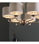 Endon Highclere Wisząca 6xE14 Powłoka ze Szczotkowanego Chromu i Naturalne Płótno 99151