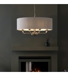 Endon Highclere Wisząca 8xE14 Powłoka ze Szczotkowanego Chromu i Naturalne Płótno 99152