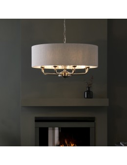 Endon Highclere Wisząca 8xE14 Powłoka ze Szczotkowanego Chromu i Naturalne Płótno 99152 - product 2