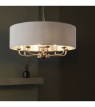 Endon Highclere Wisząca 8xE14 Powłoka ze Szczotkowanego Chromu i Naturalne Płótno 99152