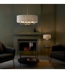 Endon Highclere Wisząca 8xE14 Powłoka ze Szczotkowanego Chromu i Naturalne Płótno 99152