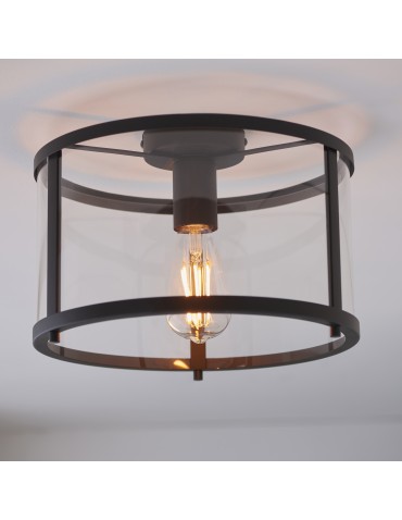 Endon Hopton Sufitowa/Plafon 1xE27 Matowe Czarne i Przezroczyste Szkło 101540 - product 2