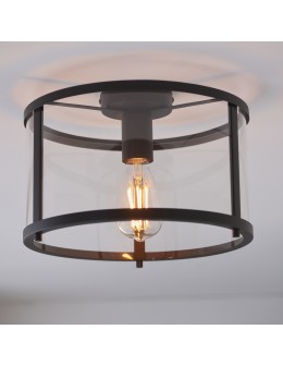 Endon Hopton Sufitowa/Plafon 1xE27 Matowe Czarne i Przezroczyste Szkło 101540 - product 2
