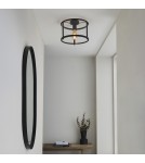 Endon Hopton Sufitowa/Plafon 1xE27 Matowe Czarne i Przezroczyste Szkło 101540