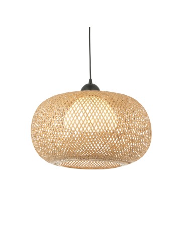 Endon Bali Wisząca 1xE27 Naturalny Bambus, Biały Poliwęglan i Czarny Mat 101572