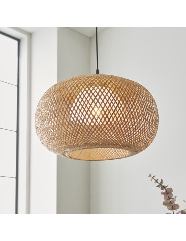 Endon Bali Wisząca 1xE27 Naturalny Bambus, Biały Poliwęglan i Czarny Mat 101572 - product 2