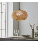 Endon Bali Wisząca 1xE27 Naturalny Bambus, Biały Poliwęglan i Czarny Mat 101572