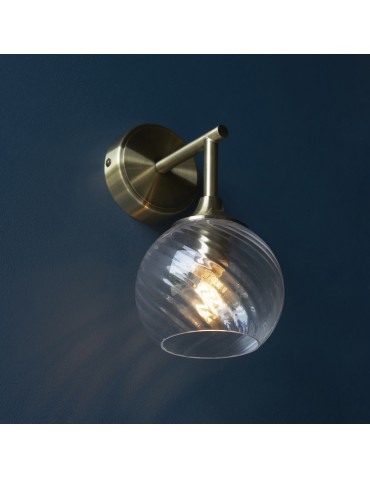 Endon Allegra Ścienna/Kinkiet 1xE14 Powłoka z Antycznego Mosiądzu i Przezroczyste Spiralne Szkło 103173 - product 2