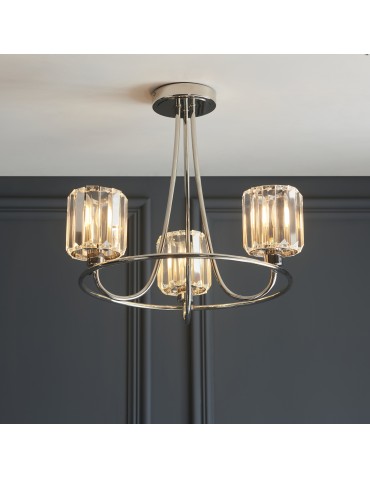Endon Berenice Sufitowa 3xE14 Powłoka z Jasnego Niklu i Przezroczyste Szkło 104107 - product 2