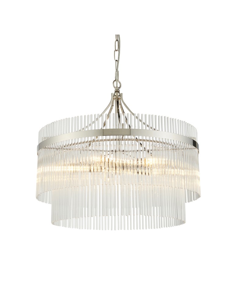 Endon Marietta Wisząca 5xE14 Powłoka z Jasnego Niklu i Przezroczyste Szkło 104112