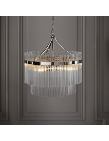 Endon Marietta Wisząca 5xE14 Powłoka z Jasnego Niklu i Przezroczyste Szkło 104112 - product 2