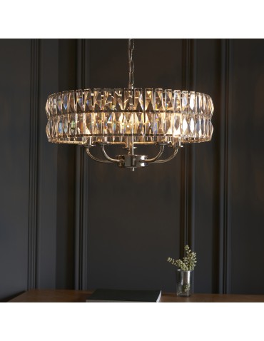 Endon Clifton Wisząca 5xE14 Powłoka z Jasnego Niklu i Przezroczyste Szkło Kryształowe 104467 - product 2