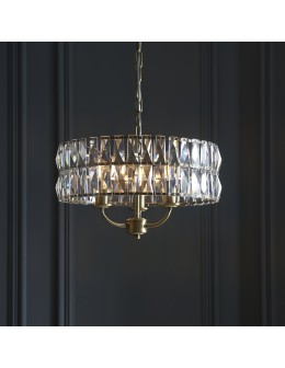 Endon Clifton Wisząca 3xE14 Powłoka z Antycznego Mosiądzu i Przezroczyste Szkło Kryształowe 106243 - product 2