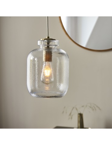 Endon Lyra Wisząca 1xE27 Przezroczyste Teksturowane Szkło i Powłoka z Antycznego Mosiądzu 106923 - product 2