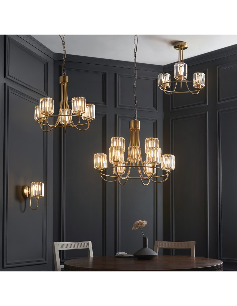 Endon Berenice Ścienna/Kinkiet 1xE14 Powłoka z Antycznego Mosiądzu i Przezroczyste Szkło 107803