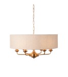 Endon Highclere Wisząca 6xE14 Vintage Mosiądz i Naturalny Len 110722