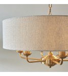 Endon Highclere Wisząca 6xE14 Vintage Mosiądz i Naturalny Len 110722