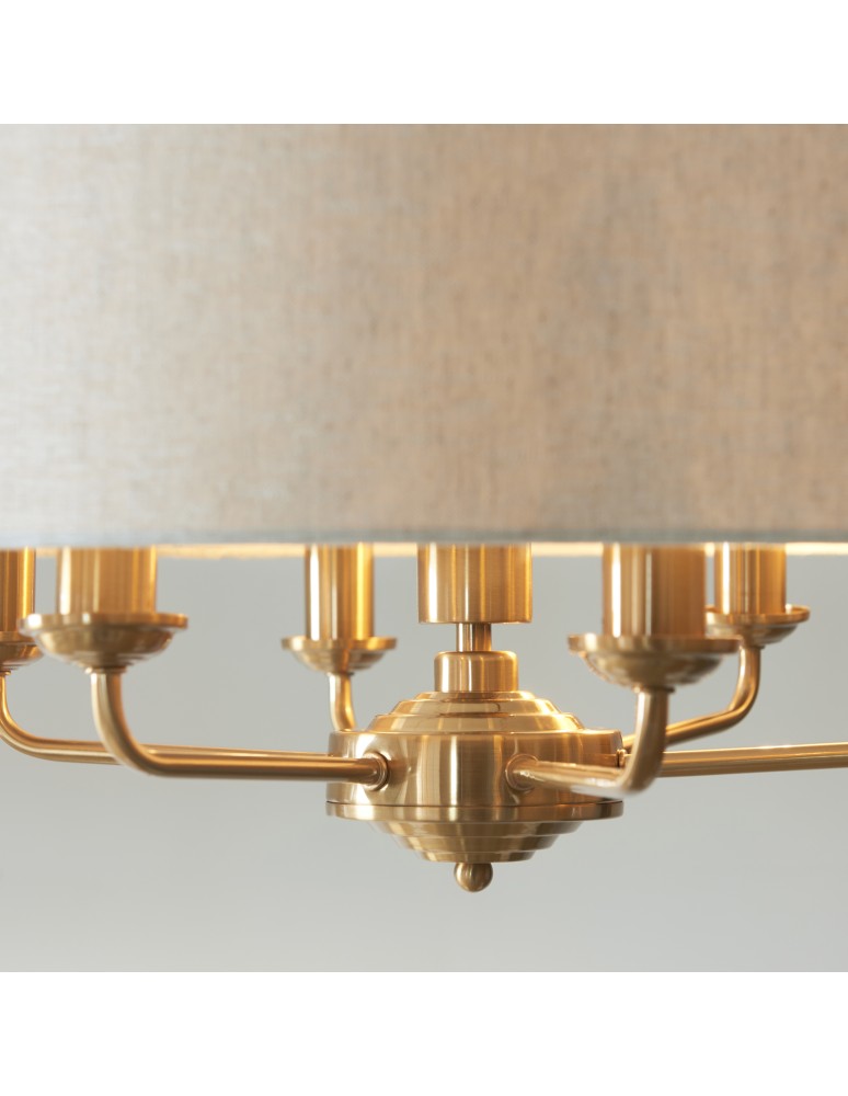 Endon Highclere Wisząca 6xE14 Vintage Mosiądz i Naturalny Len 110722