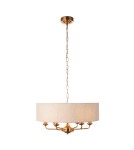 Endon Highclere Wisząca 6xE14 Vintage Mosiądz i Naturalny Len 110722