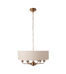 Endon Highclere Wisząca 6xE14 Vintage Mosiądz i Naturalny Len 110722
