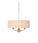 Endon Highclere Wisząca 3xE14 Vintage Mosiądz i Naturalny Len 110723