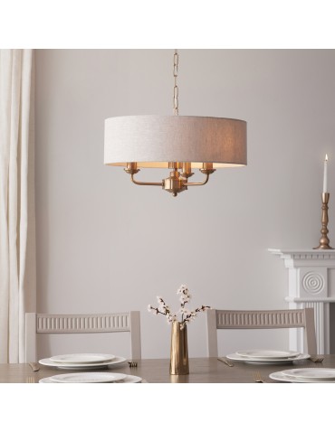 Endon Highclere Wisząca 3xE14 Vintage Mosiądz i Naturalny Len 110723 - product 2