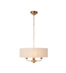 Endon Highclere Wisząca 3xE14 Vintage Mosiądz i Naturalny Len 110723