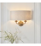 Endon Highclere Ścienna/Kinkiet 2xE14 Vintage Mosiądz i Naturalny Len 110726