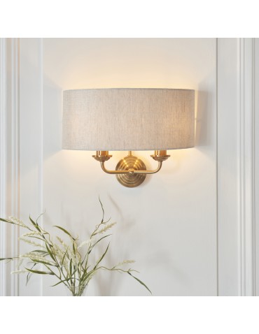 Endon Highclere Ścienna/Kinkiet 2xE14 Vintage Mosiądz i Naturalny Len 110726 - product 2