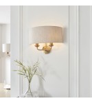 Endon Highclere Ścienna/Kinkiet 2xE14 Vintage Mosiądz i Naturalny Len 110726