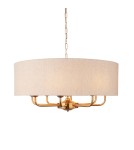 Endon Highclere Wisząca 8xE14 Vintage Mosiądz i Naturalny Len 110727