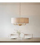 Endon Highclere Wisząca 8xE14 Vintage Mosiądz i Naturalny Len 110727