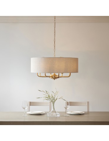 Endon Highclere Wisząca 8xE14 Vintage Mosiądz i Naturalny Len 110727 - product 2