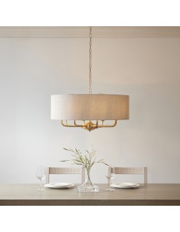 Endon Highclere Wisząca 8xE14 Vintage Mosiądz i Naturalny Len 110727 - produkt 2