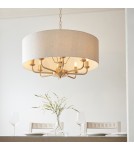 Endon Highclere Wisząca 8xE14 Vintage Mosiądz i Naturalny Len 110727