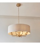 Endon Highclere Wisząca 8xE14 Vintage Mosiądz i Naturalny Len 110727