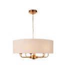 Endon Highclere Wisząca 8xE14 Vintage Mosiądz i Naturalny Len 110727