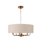 Endon Highclere Wisząca 8xE14 Vintage Mosiądz i Naturalny Len 110727