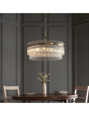 Endon Marietta Grand Wisząca 7xE14 Powłoka z Antycznego Mosiądzu i Przezroczyste Szkło 112574 - product 2