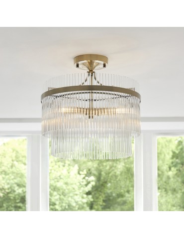 Endon Marietta Sufitowa 3xE14 Powłoka z Antycznego Mosiądzu i Przezroczyste Szkło 112575 - product 2
