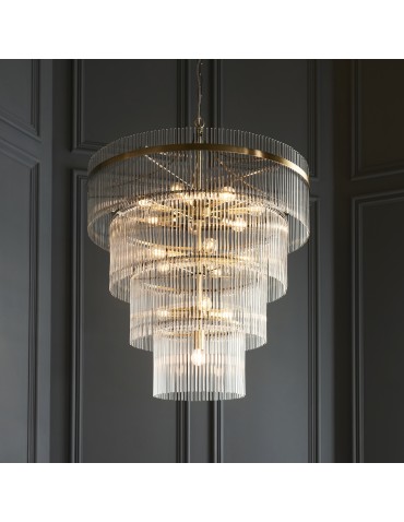 Endon Marietta Wisząca 16xE14 Powłoka z Antycznego Mosiądzu i Przezroczyste Szkło 112576 - product 2