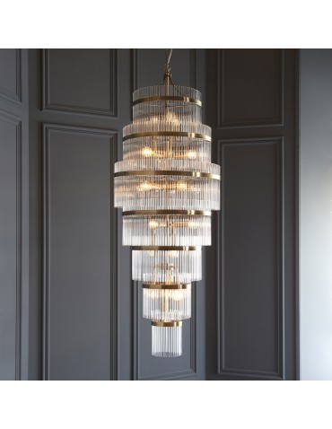 Endon Marietta Grand Wisząca 21xE14 Powłoka z Antycznego Mosiądzu i Przezroczyste Szkło 112793 - product 2
