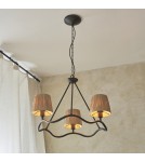 Endon Wriggle Wisząca 3xE14 Matowa Czerń i Naturalna Rafia 114212
